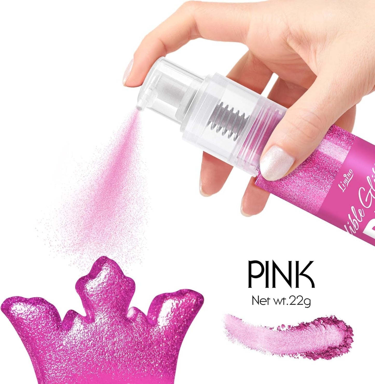 Spray de Paillettes Comestibles - 22G Paillettes Comestibles, Poudre de Paillettes Comestible pour Boissons, Décorations de Gâteaux, Macarons - Poudre de Paillettes Colorantes Alimentaires, Paillettes Comestibles pour Cocktails, Muffins (Rose)
