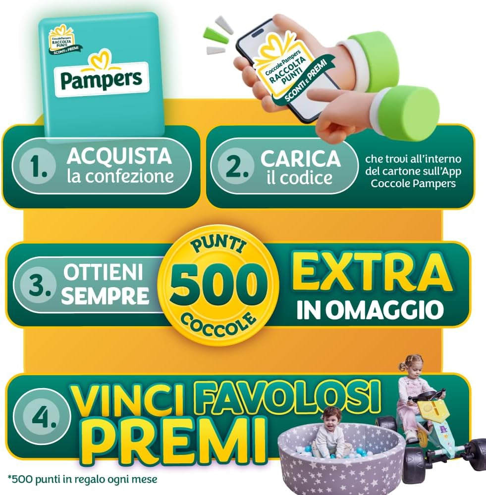 Pampers Baby Dry Maxi Taille 4 (7-18 kg), 200 couches + 500 points câlins supplémentaires gratuits