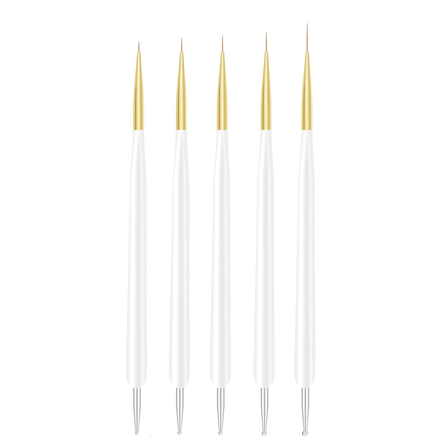 Pinceaux à ongles, 5 pièces, pinceaux à ongles, outils d'atelier punk, ensemble de pinceaux de conception malkunst pour linge de maison, détails de deux, tailles de peinture fines 7/9/11/15/22 mm, noir