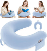 Oreiller de jeu et de lecture, oreiller de lecture pour lit/canapé/sol, oreiller d'alimentation/crochet avec grand oreiller de jeu ergonomique, oreiller de joueur pour iPad/ordinateur portable – Noir