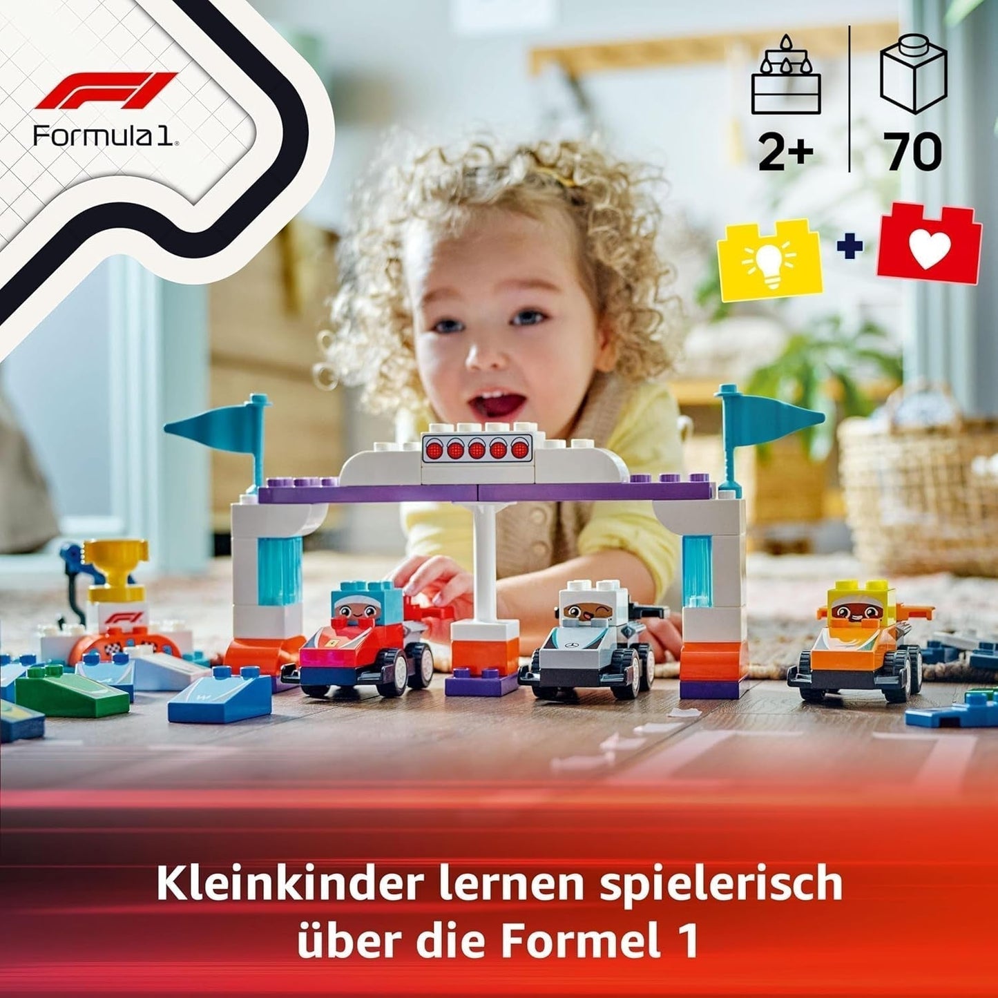 LEGO DUPLO Town F1 Team Race Cars With Racers, jouet de construction pour toute la famille, expérience de jeu imaginative, cadeau d'anniversaire pour les tout-petits, garçons et filles à partir de 2 ans 10445 Jeux de construction Besuche den LEGO-Store