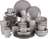Vancasso Service de table pour 12 personnes Navia Service de table en grès 48 pièces avec assiettes, assiettes à salade, bols et tasses, aspect vintage, design naturel