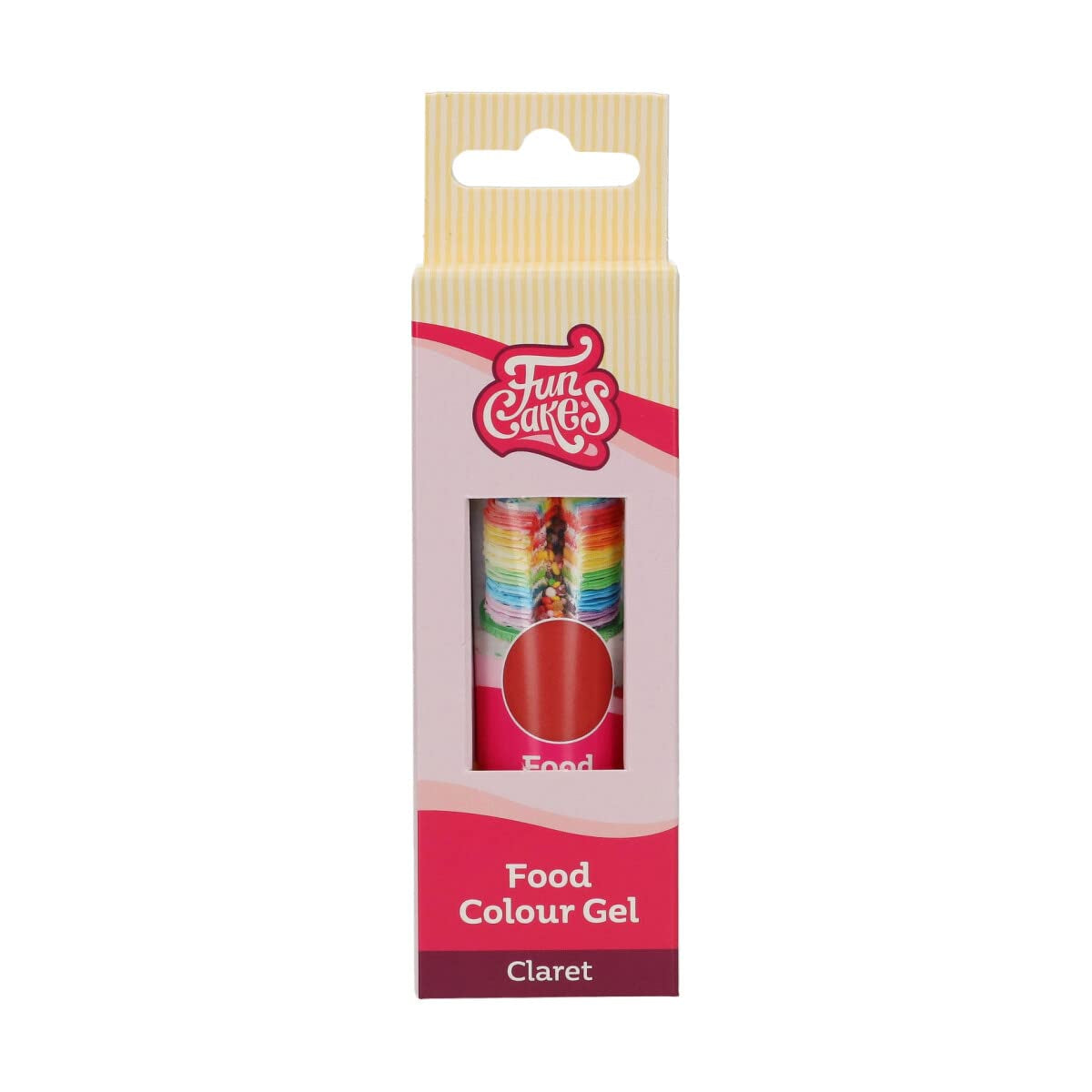 Funcakes Food Color Gel Claret : Colorant alimentaire hautement concentré pour pâte, crème, fondant et pâte d'amande. Dosage facile. Une seule goutte pour créer des couleurs vibrantes. Halal. 30g.