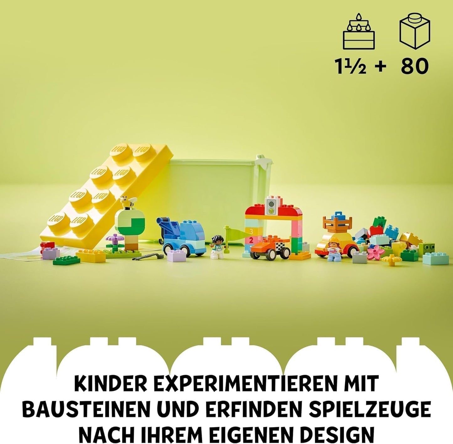 LEGO DUPLO Classic Brick Box Voitures et camions, ensemble de jeu de véhicules pour enfants à partir de 1,5 ans, jouet d'apprentissage créatif, jouet de voiture et ensemble de voiture de course 10439 Jeux de construction Besuche den LEGO-Store