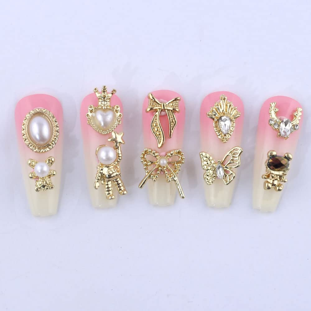 50 pièces de breloques à ongles dorées, mélange de styles, pierres scintillantes, perles, jambes, pierre de naissance, fleurs, strass, perles, bijoux, bijoux, décoration d'ongles DIY pour femmes