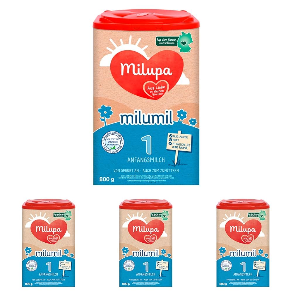 Milupa Milumil Pre, Lait en poudre pour bébés - Avec nutriments importants et sans huile de palme - 800 g Naty Shop 4 x 800 grammes Milumil 1