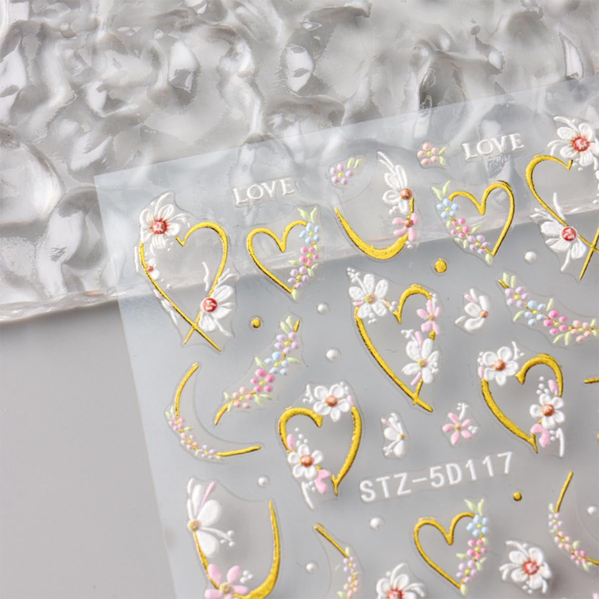JMEOWIO 3D Nail Art Autocollant Fleur Nail Art Autocollant Selbstklebend Nagelaufkleber 5D Stéréoscopique Frühling Sommer Floral Décoration Nageldesign Zubehör 4 Blatt