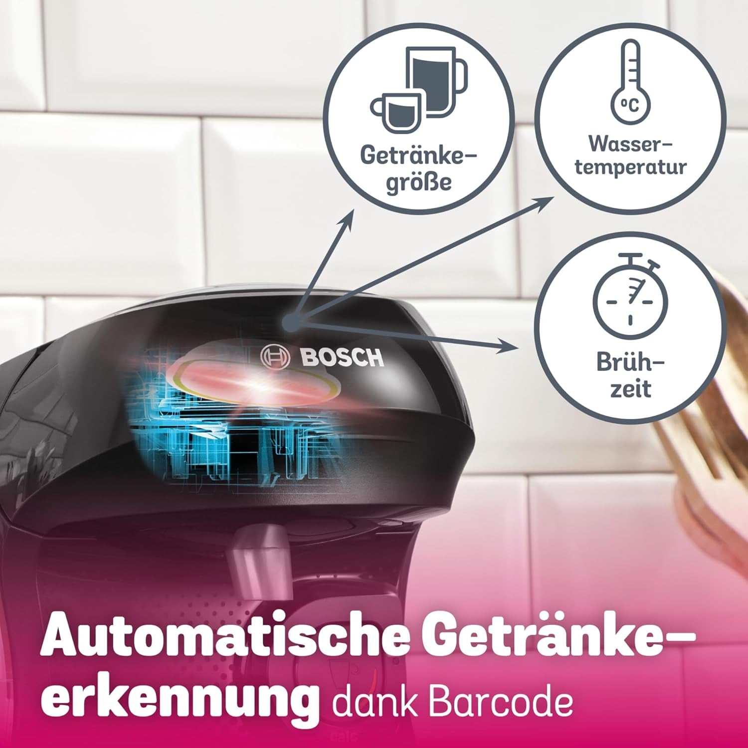 Bosch Tassimo Happy Friendly TAS102E Machine à expresso à capsules, plus de 70 boissons, convient à toutes les tasses, arrêt automatique, durable, dosage parfait, peu encombrant, 1400 W, noir