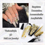 Nœuds à ongles en métal, 30 pièces, nœuds gris or argent, accessoires pour ongles, décorations d'ongles pour femmes et filles, Design Nail Art