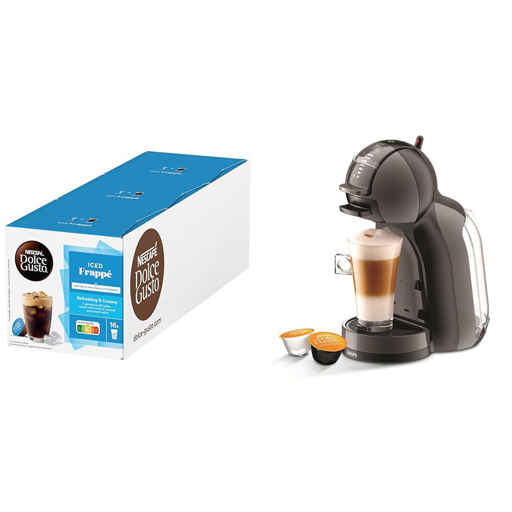 NESCAFÉ DOLCE GUSTO MINI ME by KRUPS schwarz/anthrazit machine à café automatique avec NESCAFÉ Dolce Gusto Iced Frappé, 3er Pack (3 x 16 portions)