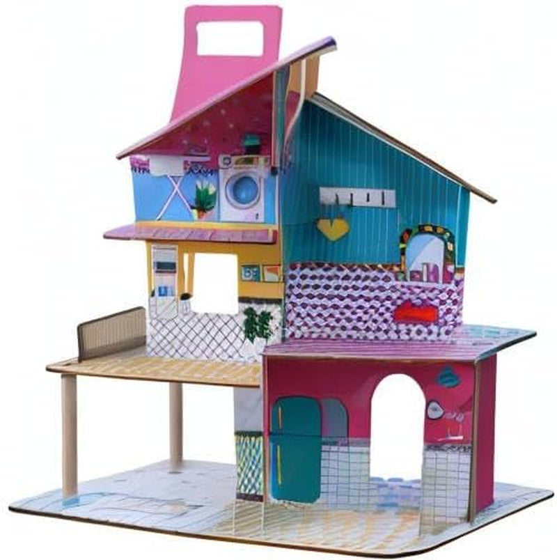 Olivia's Little World 360 Maison de poupée en bois pour enfants, poupées de 8,9 cm et 12 accessoires, multicolore TD-13260C