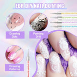 Sularpek 6 pcs Nagel Pinsel, Nail Art Pinsel, Pinsel Nageldesign, Nagel Pinsel Set, Nail Art Dotting Tools avec 1 pinceau éponge applicateur, Nageldesign Zubehör pour DIY Nail Art Design
