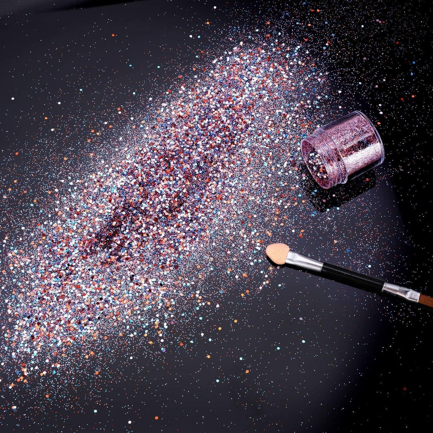 HOWAF 12 boîtes de pinceaux à paillettes pour le visage et le corps, maquillage à paillettes pour les yeux, les lèvres, les cheveux, décoration du corps, Halloween, Noël, festival, mascarade, accessoires de maquillage