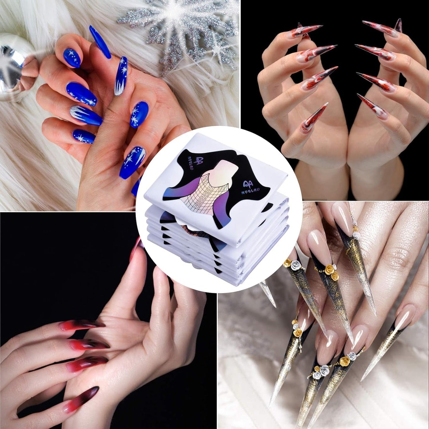 100 modèles d'ongles en gel, accessoires d'ongles artificiels, modèles d'ongles auto-adhésifs pour nail art, ongles en gel, extensions d'ongles artificiels