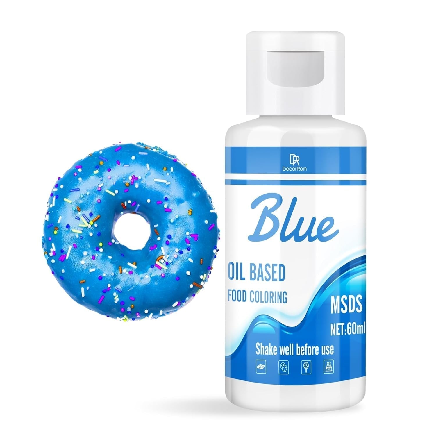 Farines à mélanger pour chocolat - 60 ml de couleurs à base d'huile pour fondant, décoration de gâteaux, dos - Colorant alimentaire fluide pour beurre de cacao, crème au beurre, cuisine (noir) Naty Shop bleu