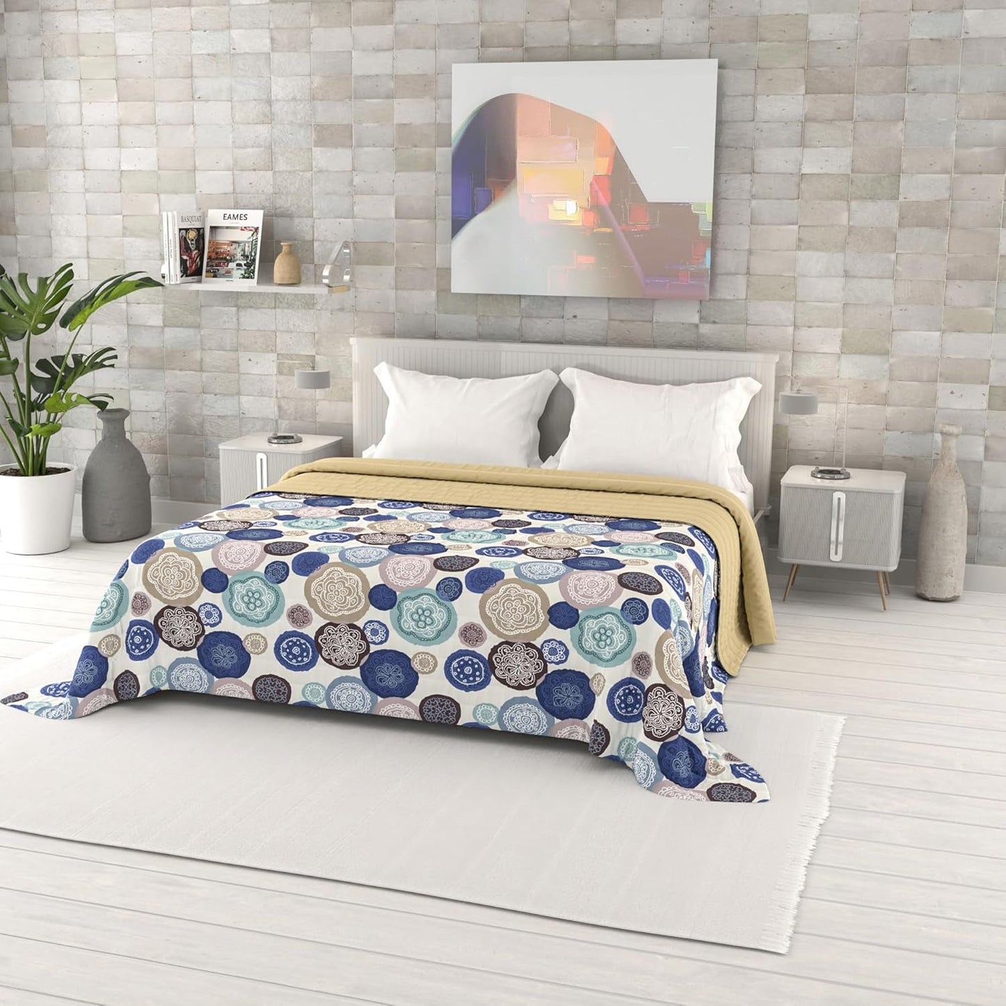 Couette d'été imprimée fantaisie, garnissage polyester, Pétales, 260X270Cm Couettes et quilts Naty Shop Murrine 260X270Cm