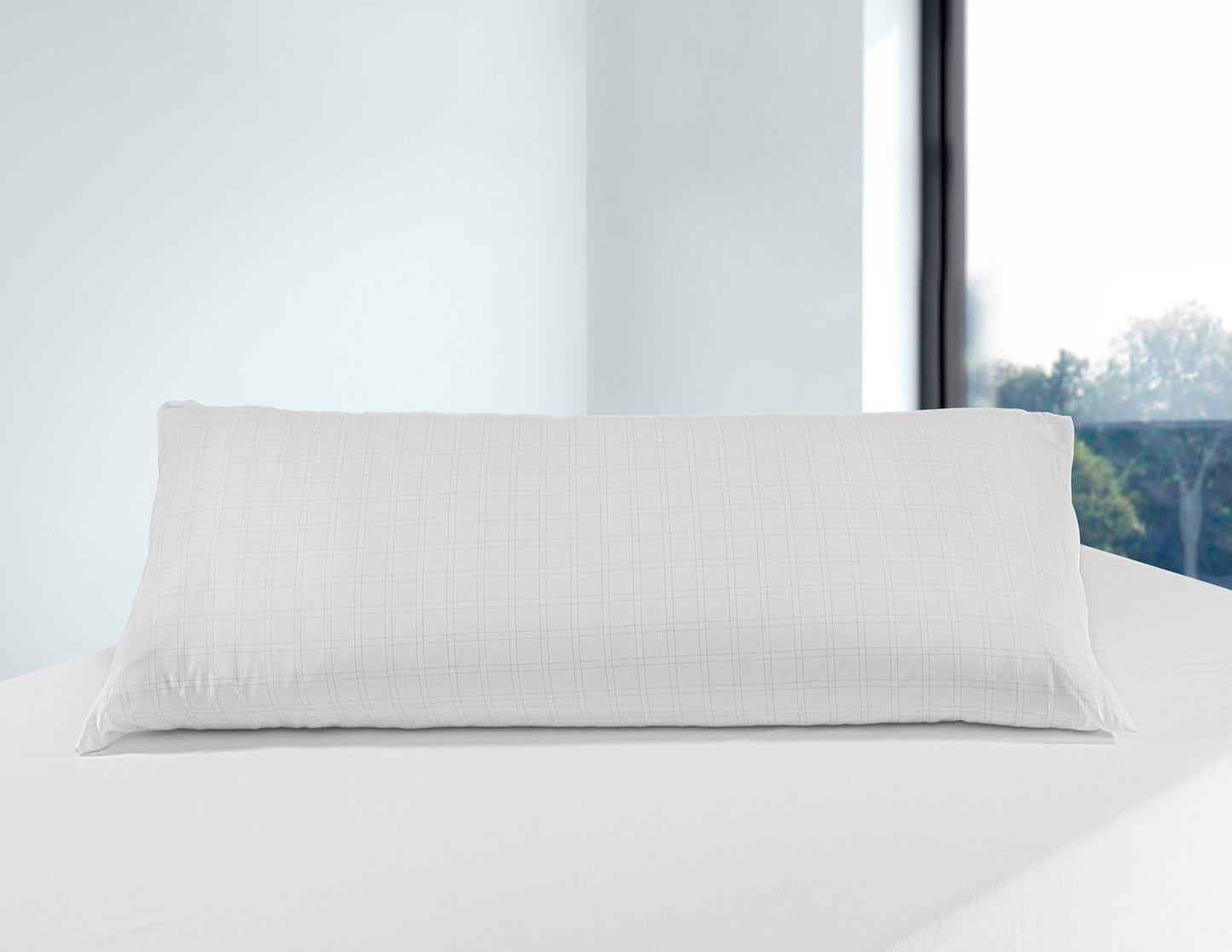 Savel, oreiller anti-stress avec housse double, fermeté moyenne, 105 X 40 Cm Naty Shop oreillers standards Blanc 40X105Cm