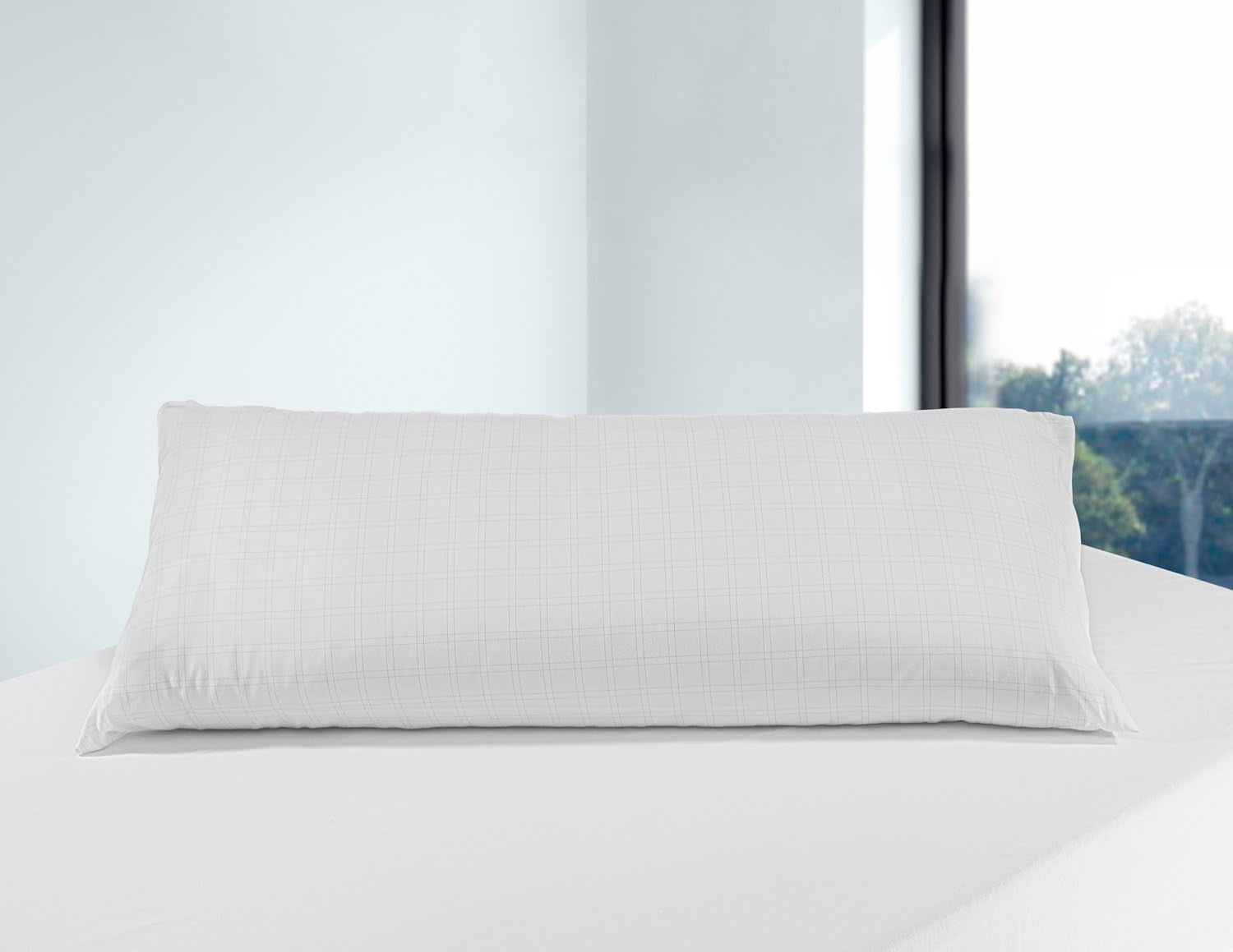 Savel, oreiller anti-stress avec housse double, fermeté moyenne, 105 X 40 Cm Naty Shop oreillers standards Blanc 40X105Cm