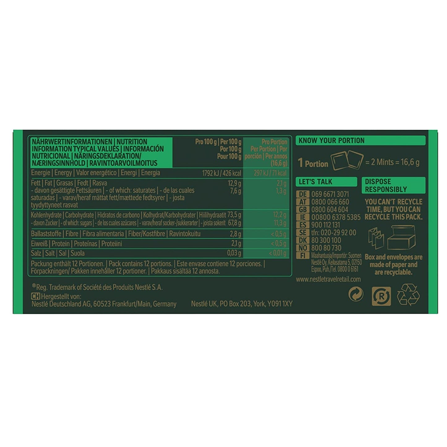 NESTLÉ AFTER EIGHT Carrés fins de chocolat noir fourrés à la crème de menthe pour les connaisseurs Pack de 5 (1 x 200 g)