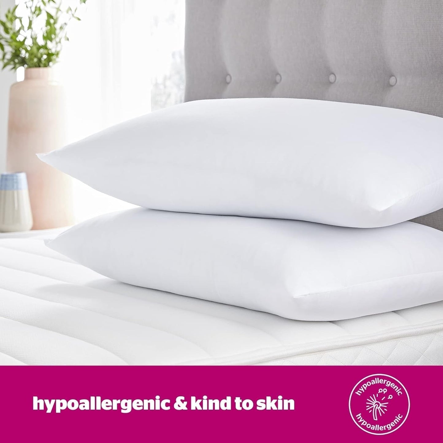 Oreiller Silentnight Ultrabounce, blanc, microfibre, blanc, paquet de 2 oreillers standard Naty Shop