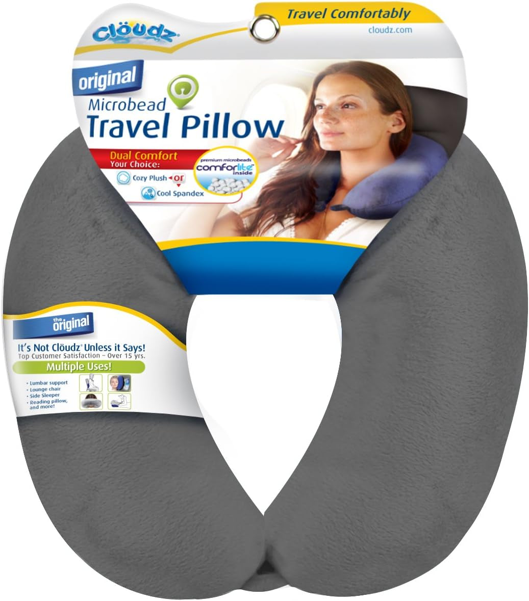 Oreiller cervical de voyage en microbilles Cloudz, gris Naty Shop Oreillers de voyage Titre par défaut