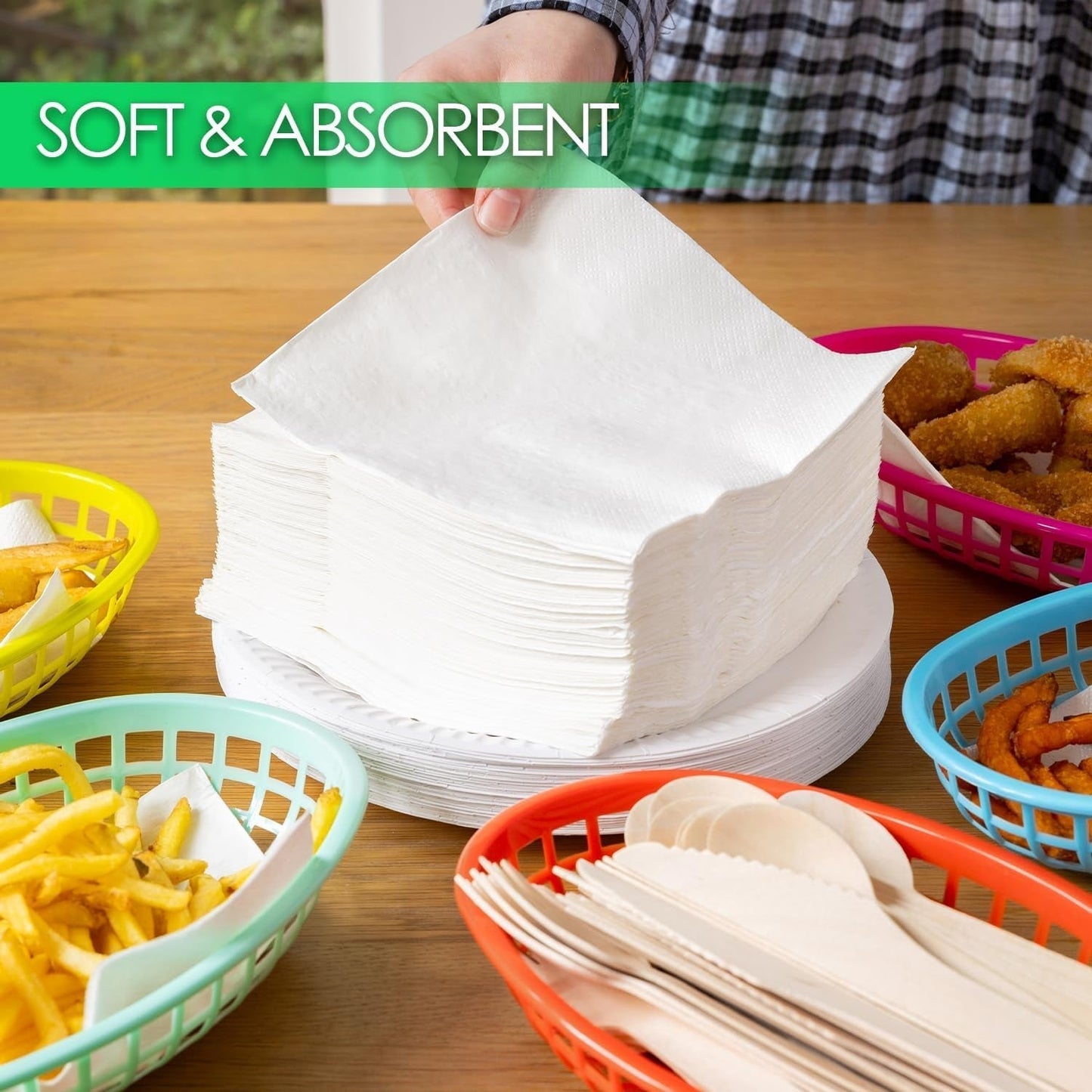Table Kind 100 serviettes blanches douces en vrac, serviettes de haute qualité pour les fêtes, la restauration et un usage quotidien, FSC, durables et recyclables, fabriquées dans l'UE | 2 plis | 33 cm