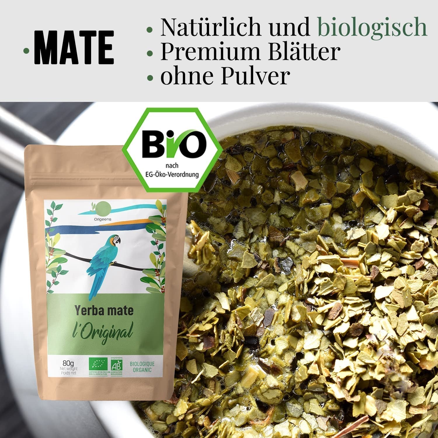 SERVICE À THÉ ORIGEENS MATE Avec tasse à maté portugais, bombilla et thé BIO Yerba Mate - Coffret cadeau original