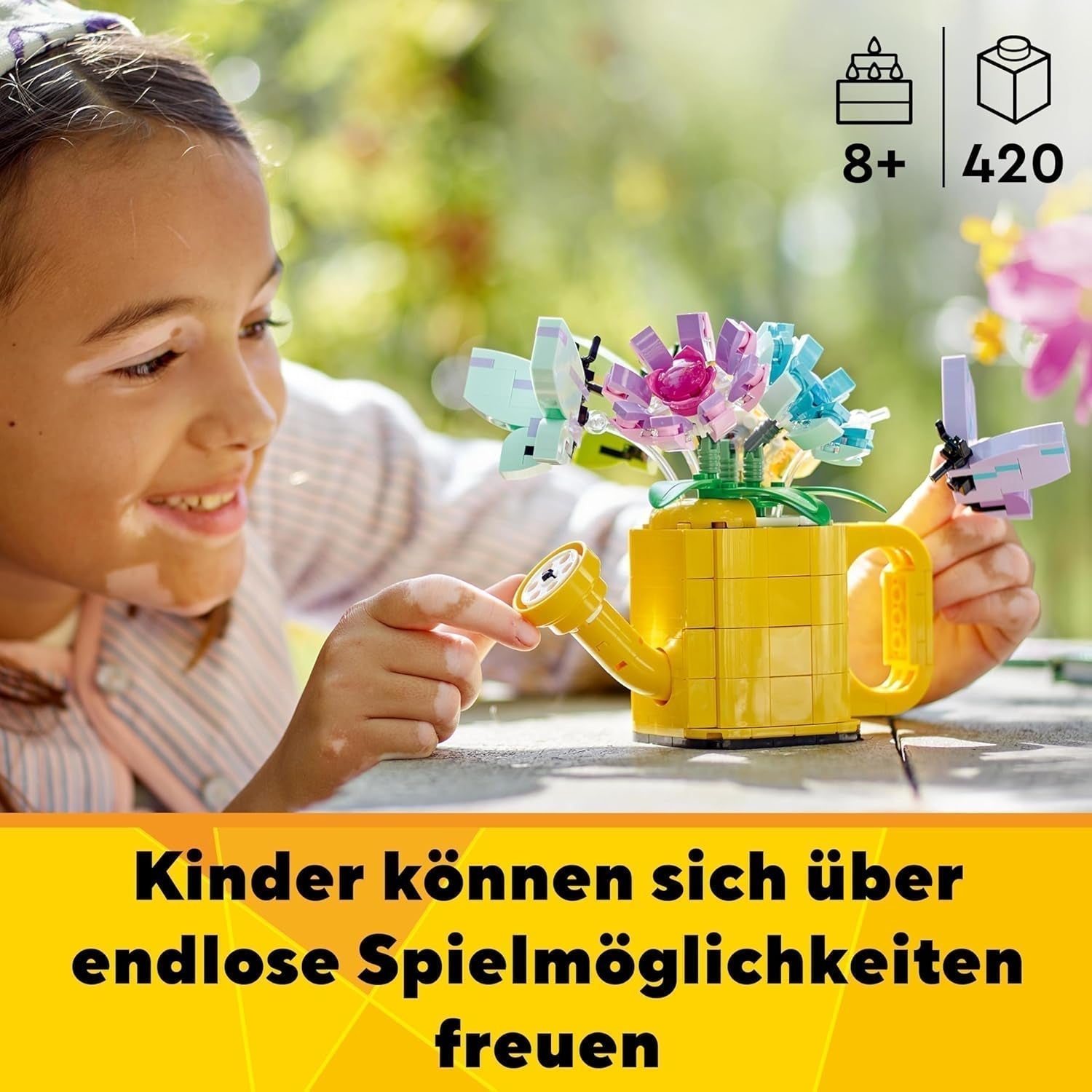 LEGO Creator Ensemble d'arroseurs de fleurs 3 en 1, décoration de chambre d'enfant, construisez un arroseur avec un bouquet de fleurs, des bottes en caoutchouc ou 2 oiseaux jouets, cadeau créatif pour filles et garçons de 8 ans 31149 Ensembles de construction Besuche den LEGO-Store