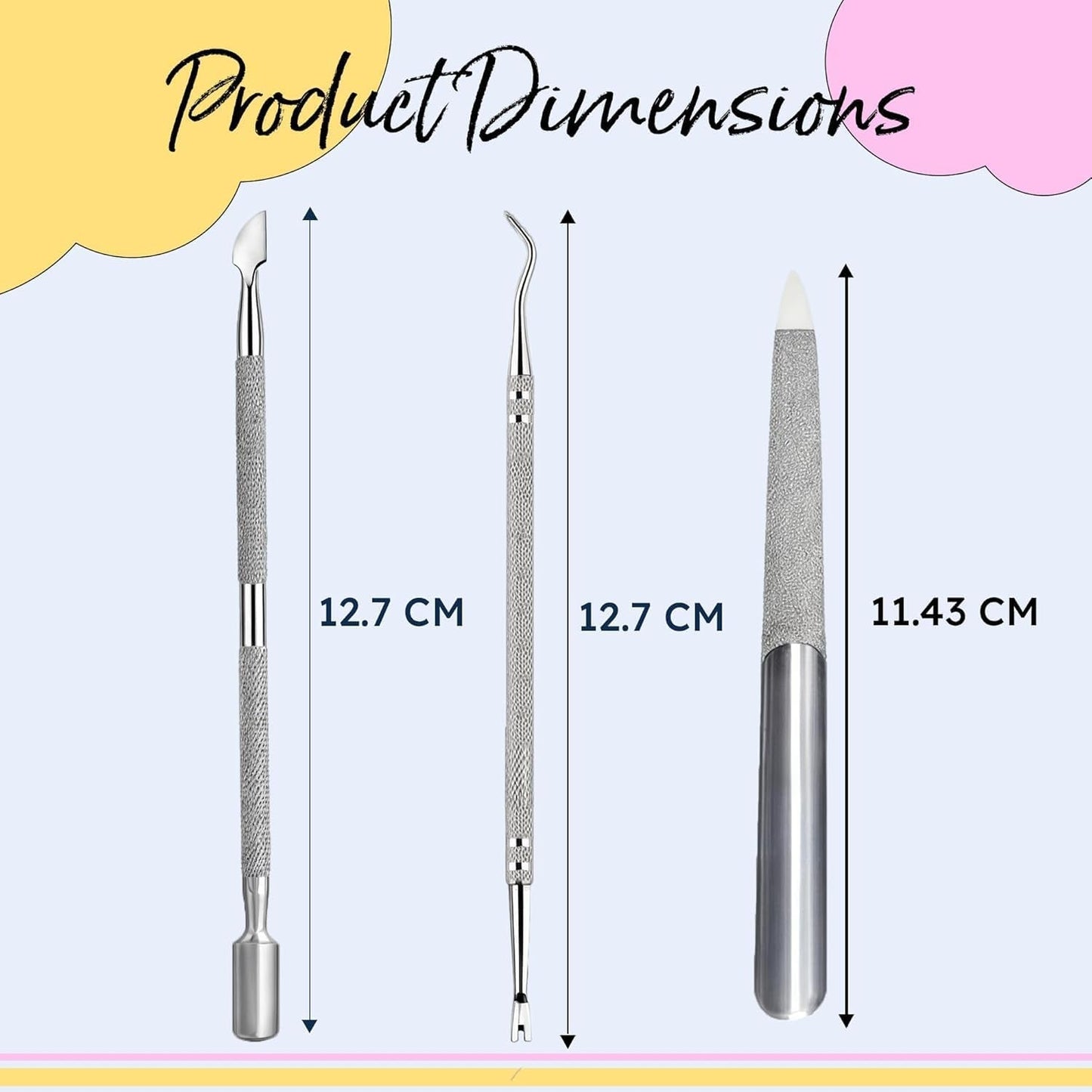 ARMIZ Ensemble 4 pièces repousse-cuticules et pinces, ensemble d'outils professionnels pour enlever les cuticules, pince multi-usages en acier inoxydable pour manucure et pédicure