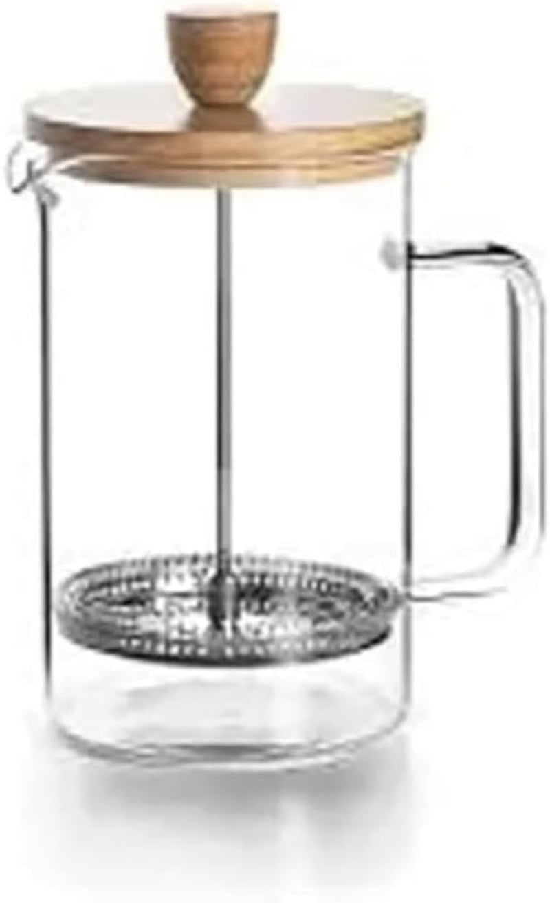 Cafetière française, presse à café, cafetière à piston, cafetière filtre française, 3 tasses, 0,35 l, acier et bois