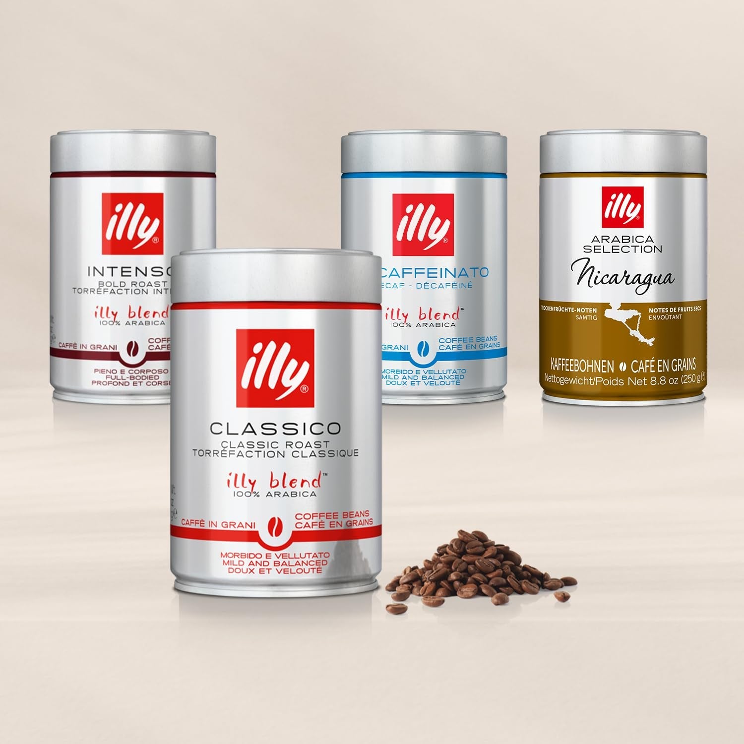 Illy Coffee Beans Sélection de grains de café Arabica de luxe d'Éthiopie, paquet de 6 (6 x 250 g)