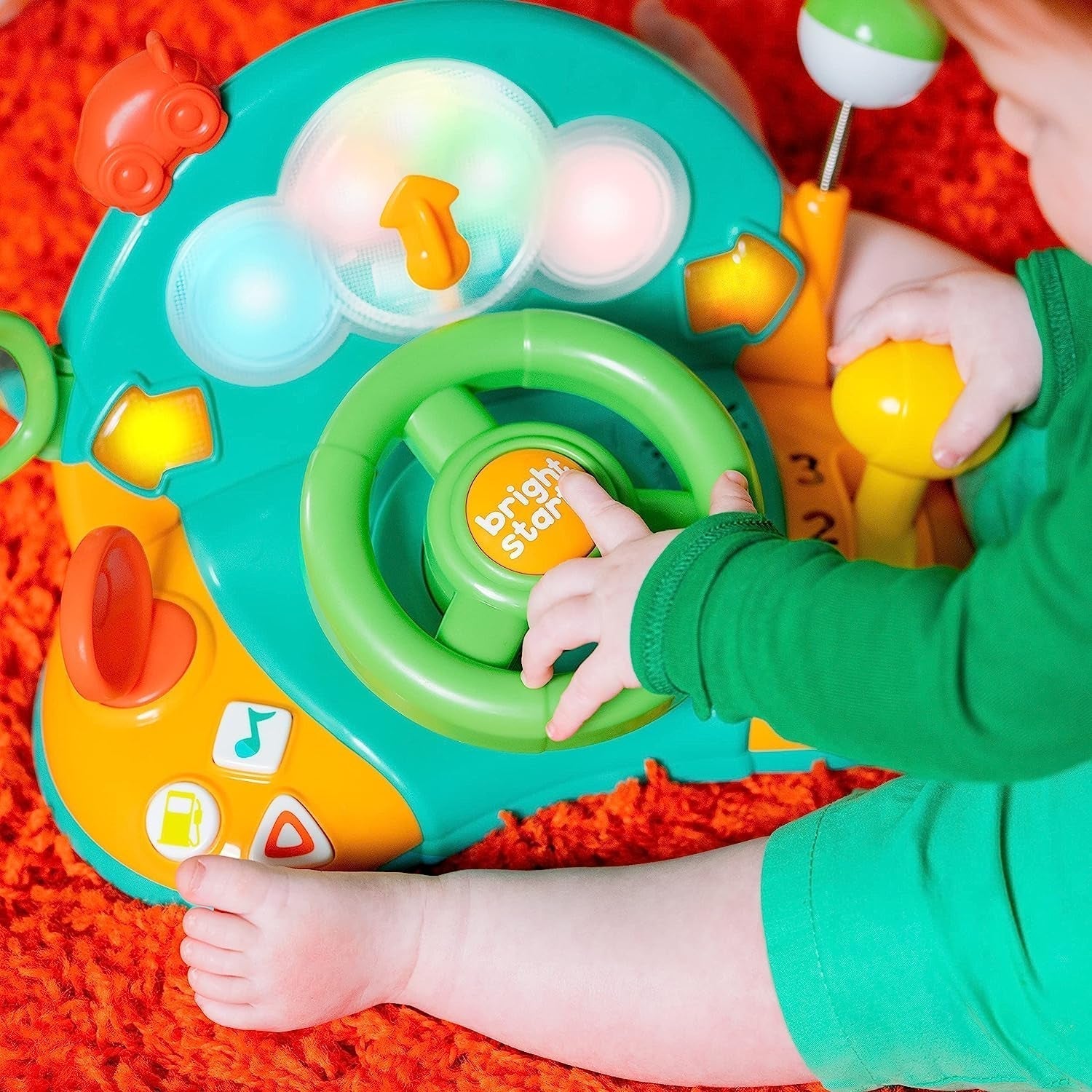 Bright Starts, volant jouet, pilote lumières et couleurs, avec musique, bruits de voiture, clignotants, levier de vitesses et plus Bebe Naty Shop Jouets