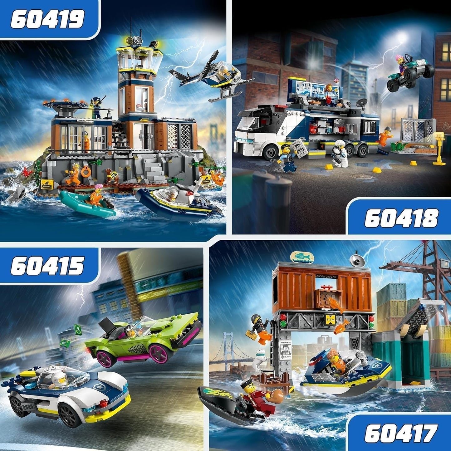 LEGO City Car Chase avec voiture de police et muscle car, train jouet avec 2 voitures de course, cadeau de police pour enfants, garçons et filles à partir de 6 ans, set avec policier et figurines Ganovin 60415 Jeux de construction Besuche den LEGO-Store