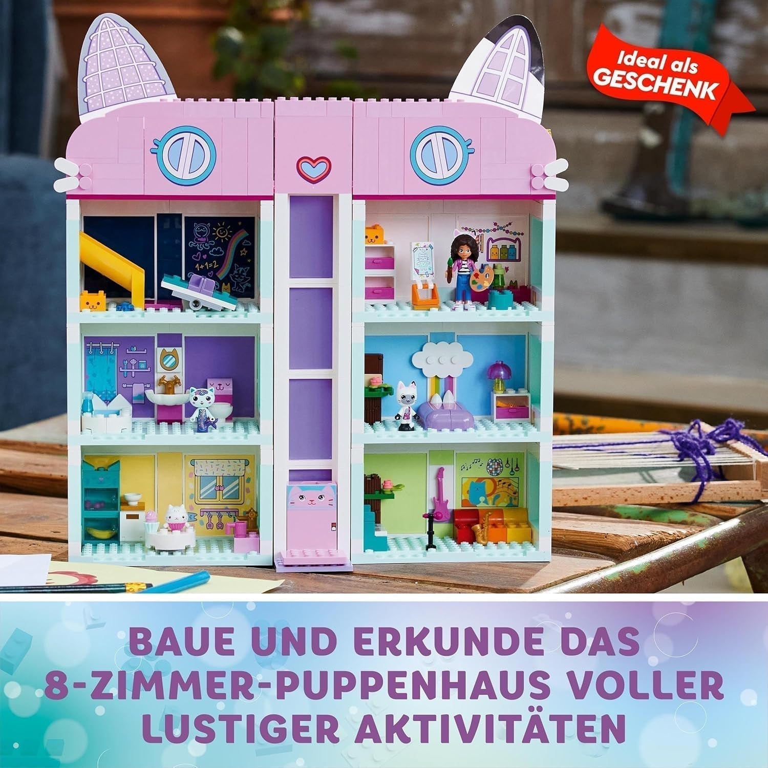 Lego 10788 Maison de poupée de Gabby, 8 pièces et 4 étages Maison de poupée de Gabby avec figurines Pandi, Suricate, Kuchi et accessoires, Cadeau pour filles, garçons et enfants de 4 ans Besuche den LEGO-Store