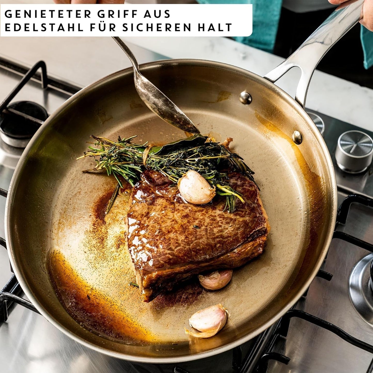 Poêle à frire Jamie Oliver by Tefal Cook Smart 28Cm, Acier inoxydable non revêtu, Adaptée aux casseroles et poêles à induction Naty Shop
