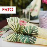 Fato - Serviettes en papier sec, airlaid, effet textile, paquet de 50 serviettes, 40X40 pliées en format 4, Tropicana Decor