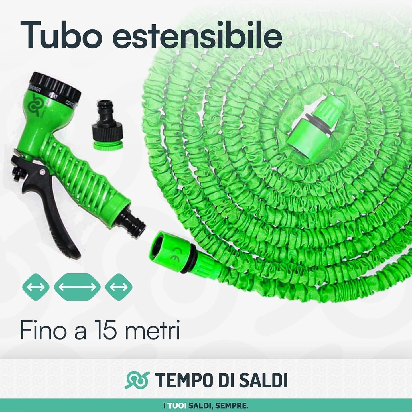 Tuyau d'arrosage extensible de 15 m avec 7 fonctions pour un nettoyage étanche