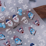 JMEOWIO Nagelsticker Weihnachten 6 Blatt Nail Art Sticker Selbstklebend Nagelaufkleber Schneeflocke Winter Urlaub Süß Dekoration Nageldesign Zubehör