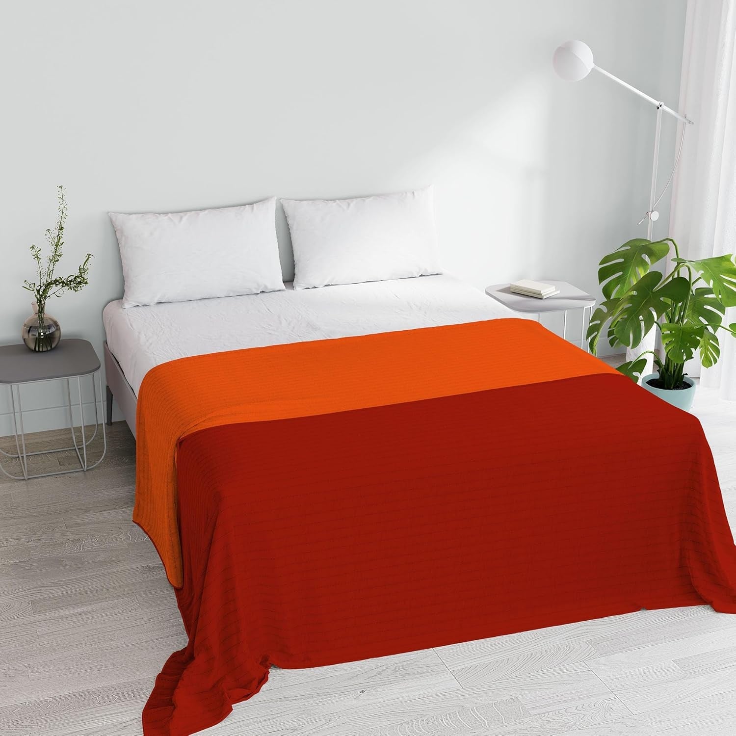 Couette d'été en microfibre orange/rouille pour lit double 250 x 250 cm Couettes et couettes Naty Shop Orange/rouille matrimoniale 250 x 250 cm
