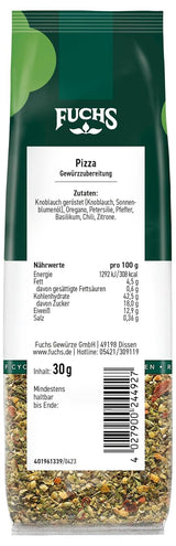 Fuchs Gewürze - Pizza Gewürzzubereitung en Nachfüllbeutel recyclable, Gewürzmischung mit Italianen Kräutern, idéal pour Bruschetta - 30 g