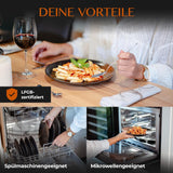 Service de table 12 pièces en grès – Ligne Prairie – Design élégant dans des tons marron/noir, lot de 4 assiettes plates, 4 assiettes à dessert et 4 assiettes plates/Collection Premium