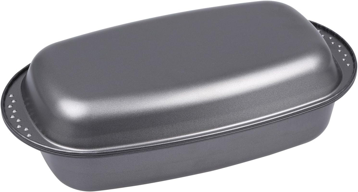 Chg 9942-04 Bratenform Mit Deckel, Antihaftbeschichte, Anthracite-Métallique, 37 X 20 X 7 Cm Moules et plateaux de cuisson Naty Shop