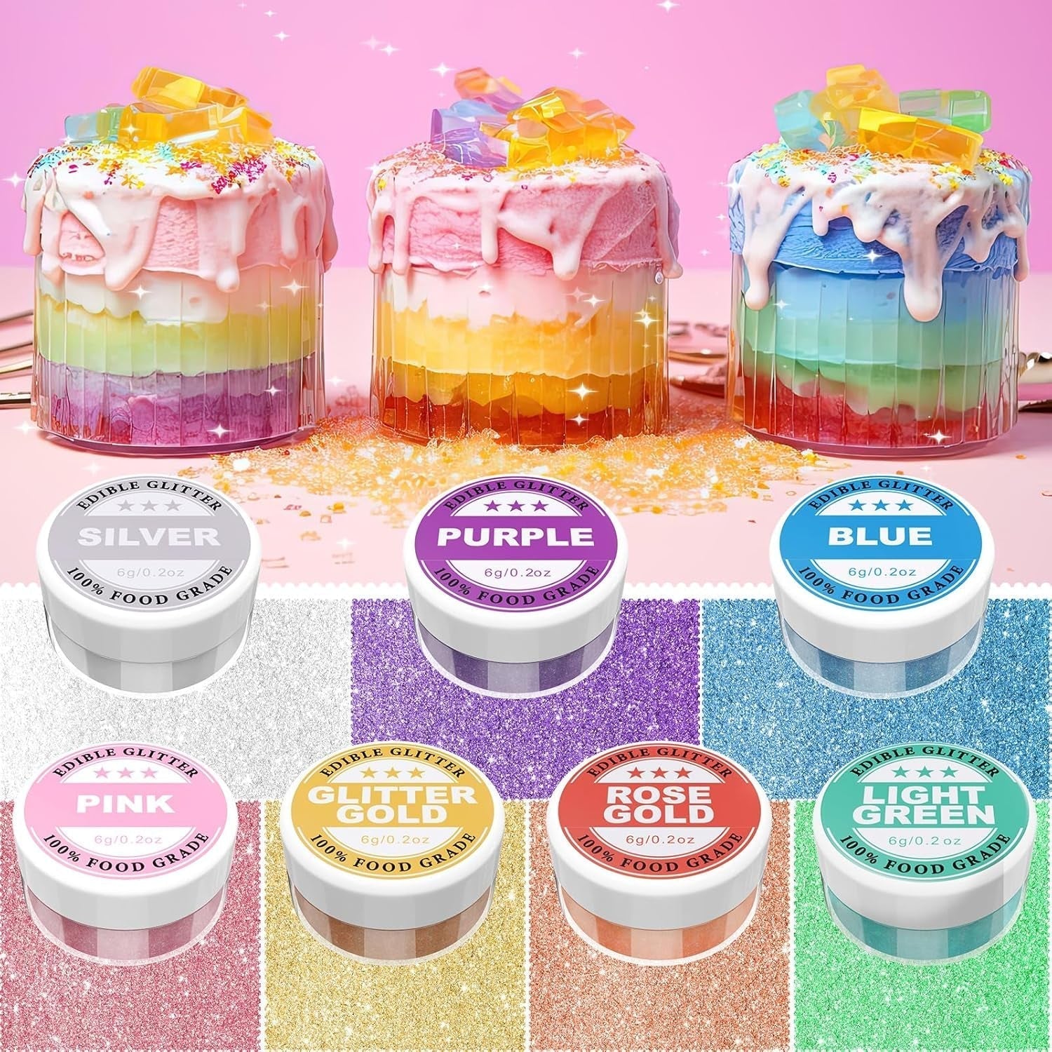 Paillettes comestibles – 6 g en poudre de colorant alimentaire pour chocolat, fraise, muffins, gâteaux, fondant (violet)