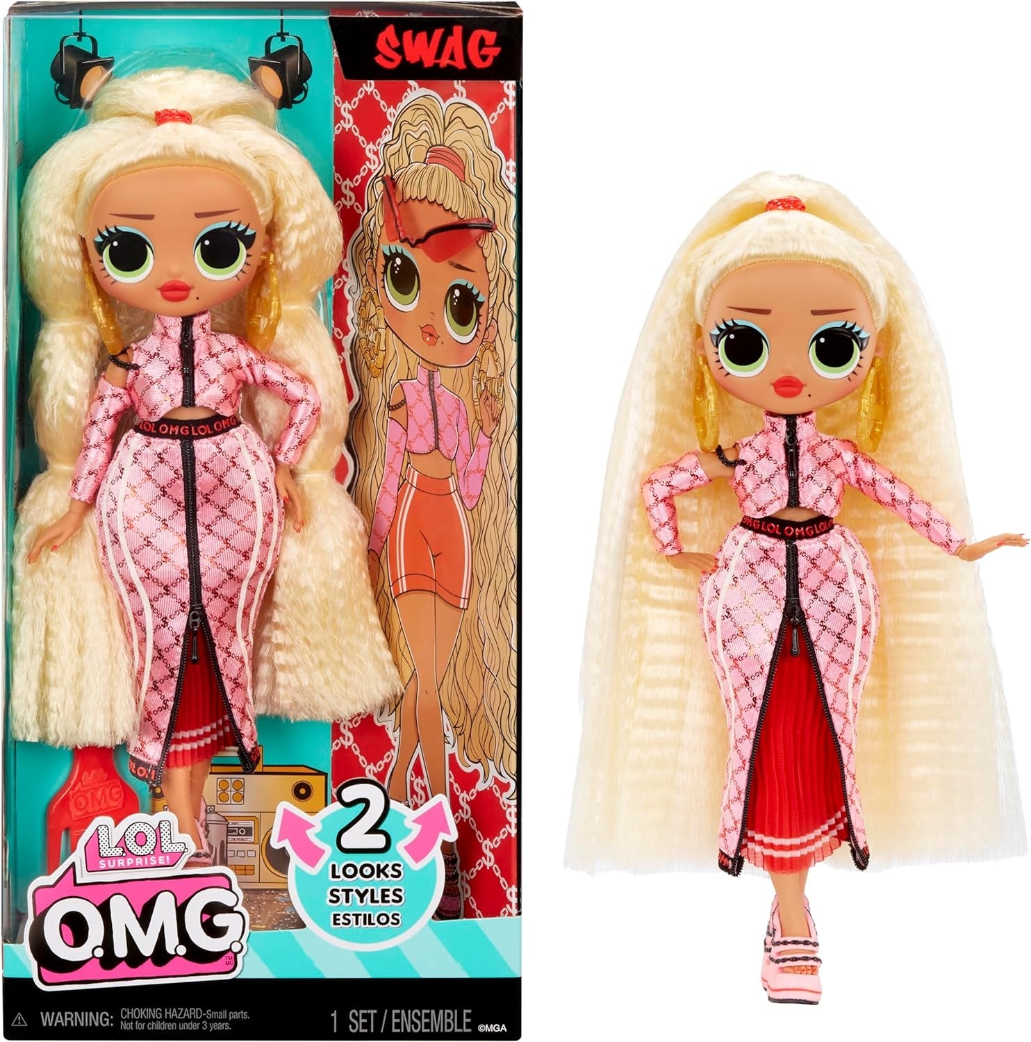 Mdr Surprise ! Poupée mannequin OMG - Article cadeau - Avec beaucoup de surprises, y compris des vêtements interchangeables et de fabuleux accessoires - Idéale pour les enfants de 4 ans et plus, Rose