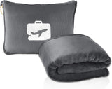 Couverture et oreiller de voyage Eversnug – Couverture d'avion douce 2 en 1 avec housse de coussin à poche douce, housse de sac à main et support de sac à dos (rouge bordeaux) Oreillers de voyage Naty Shop Gris