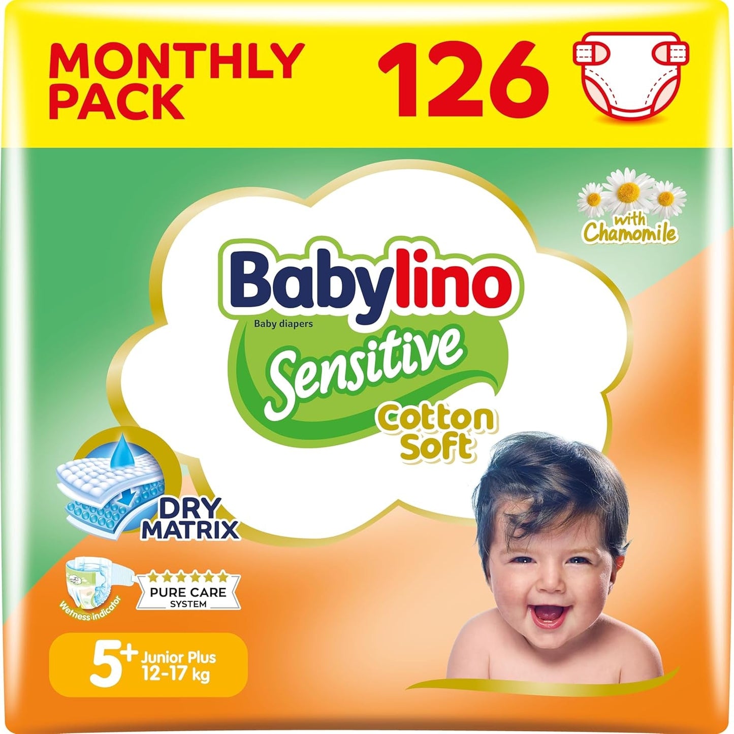 Couches pour bébés sensibles, taille 7, extra large plus (+15 kg), 14 pièces
