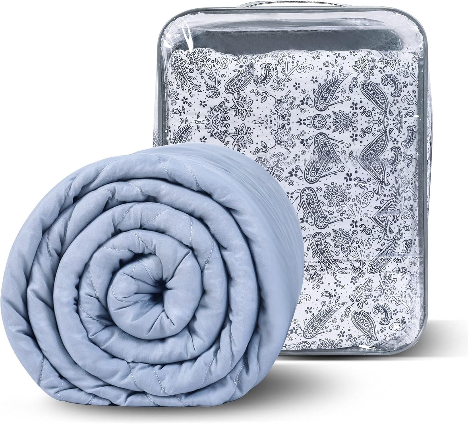 Winthome Couverture lestée avec housse de couette 150 x 205 cm 10,4 kg, couverture lestée confortable, couverture thérapeutique anti-stress, couverture lourde pour un sommeil plus profond et une meilleure récupération, couverture lourde pour adultes (gris) Besuche den Winthome-Store Gray 130 x 190 cm-6 kg