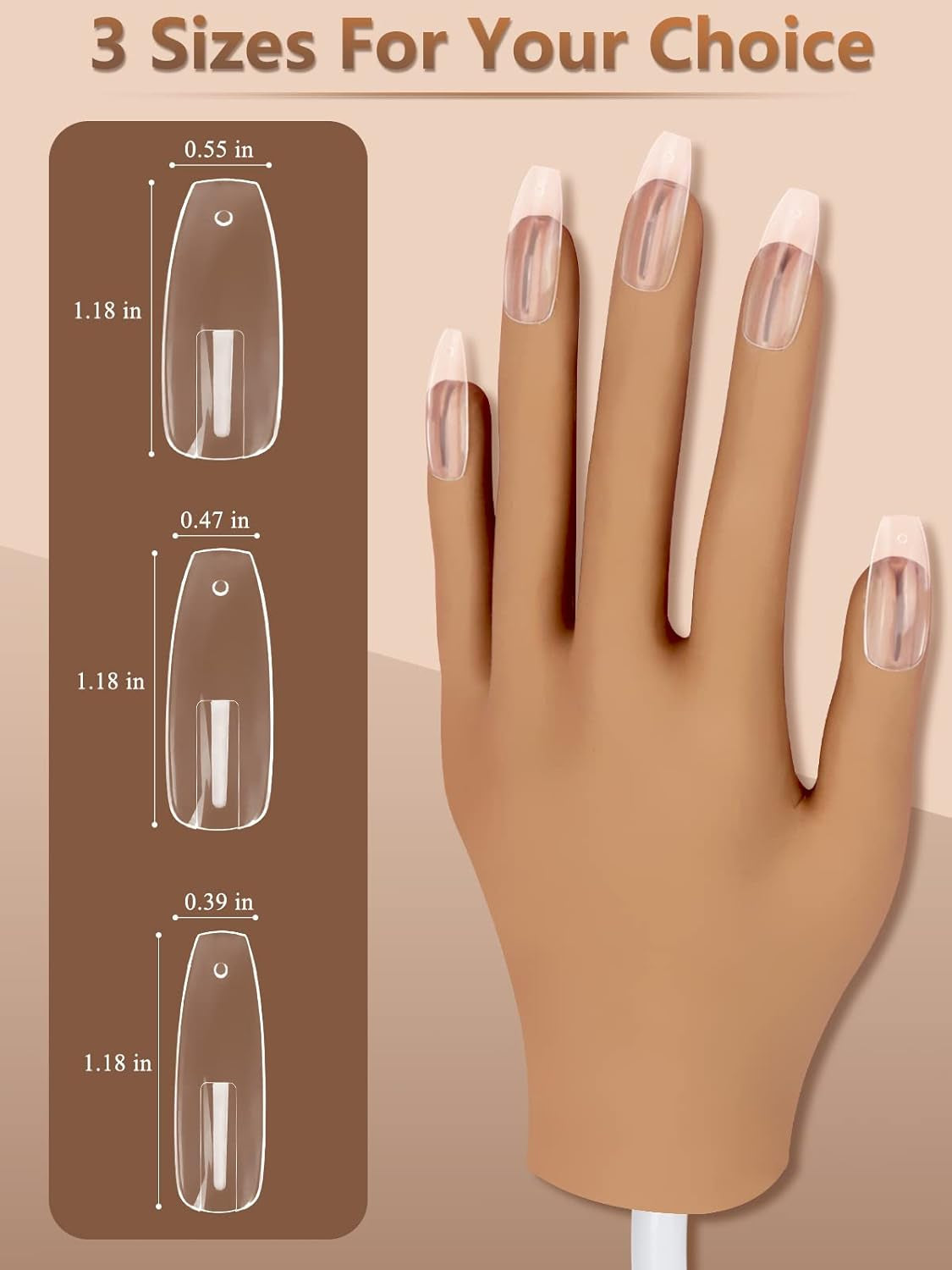 200 pièces de pointes d'ongles de remplacement transparentes : pointes d'ongles en acrylique pour la pratique manuelle pour la conception des ongles