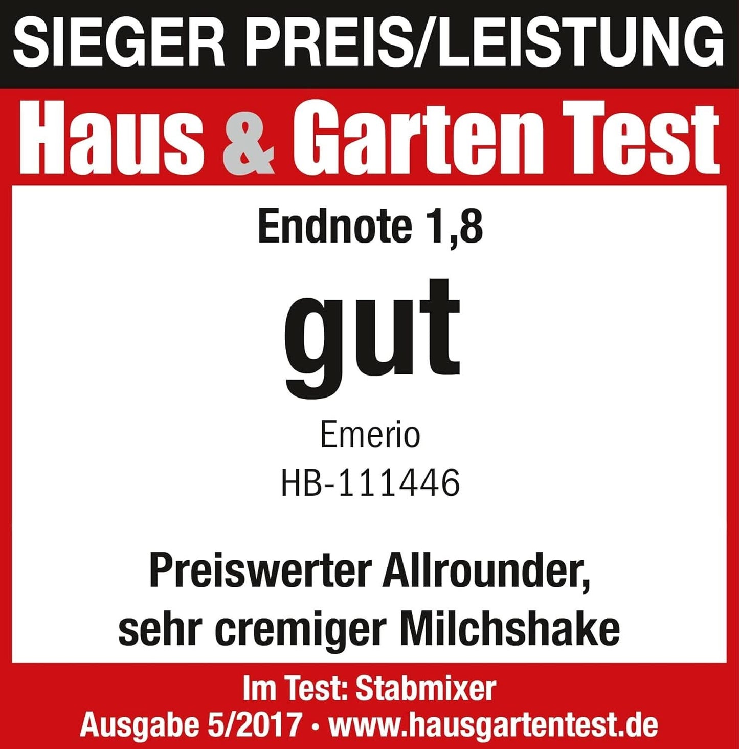 Emerio HB-111446 Batteur sur socle, TESTSIEGER Preis/Leistung, Gummierter Rutschfester Griff, Edelstahl, Bpa-Frei, Schwarz, 250W Cuisine Naty Shop