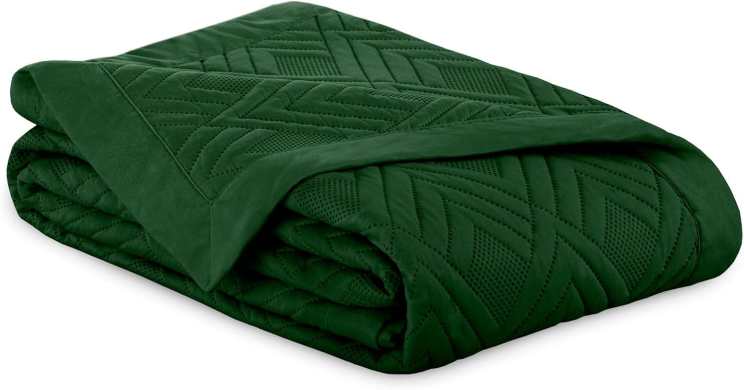 Ameliahome Couvre-lit 170X210 Cm Couvre-lit Double Face Matelassage Ultrasonique Polyester Ophelia Vert Foncé Lits et Couvertures Besuche den AmeliaHome-Store